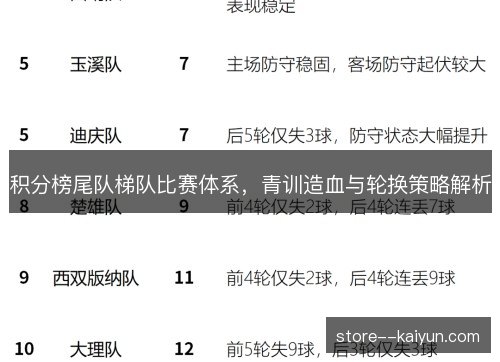积分榜尾队梯队比赛体系,青训造血与轮换策略解析 积分榜尾队梯队比赛体系,青训造血与轮换策略解析