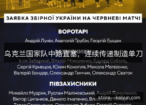 乌克兰国家队中路直塞，连续传递制造单刀